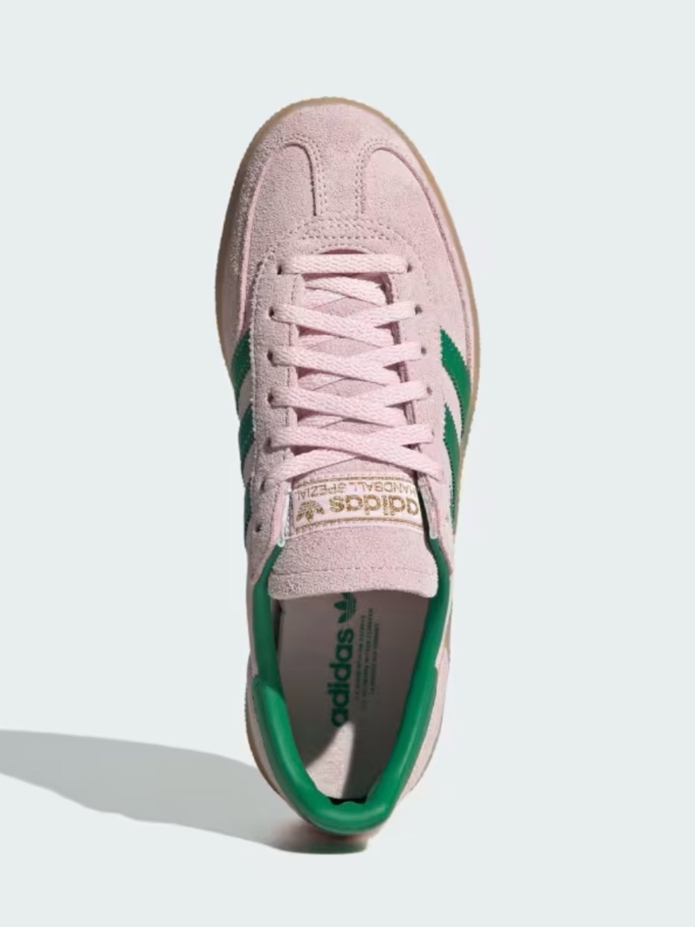 adidas Originals Pink Suede Spezial with Green Stripes and Gum Sole - Picture 3 of 9